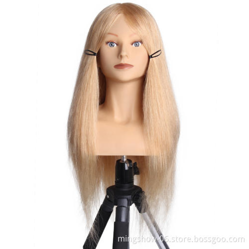 Hairdressing Training Heads 100% Human Hair 20" Mannequin Head With Long Hair High Quality Hair Practice Head For competition